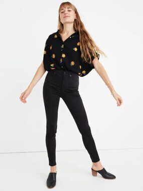 Madewell - Petite 10" High-Rise Skinny Sateen Jeans J8329 | Black | 26 P